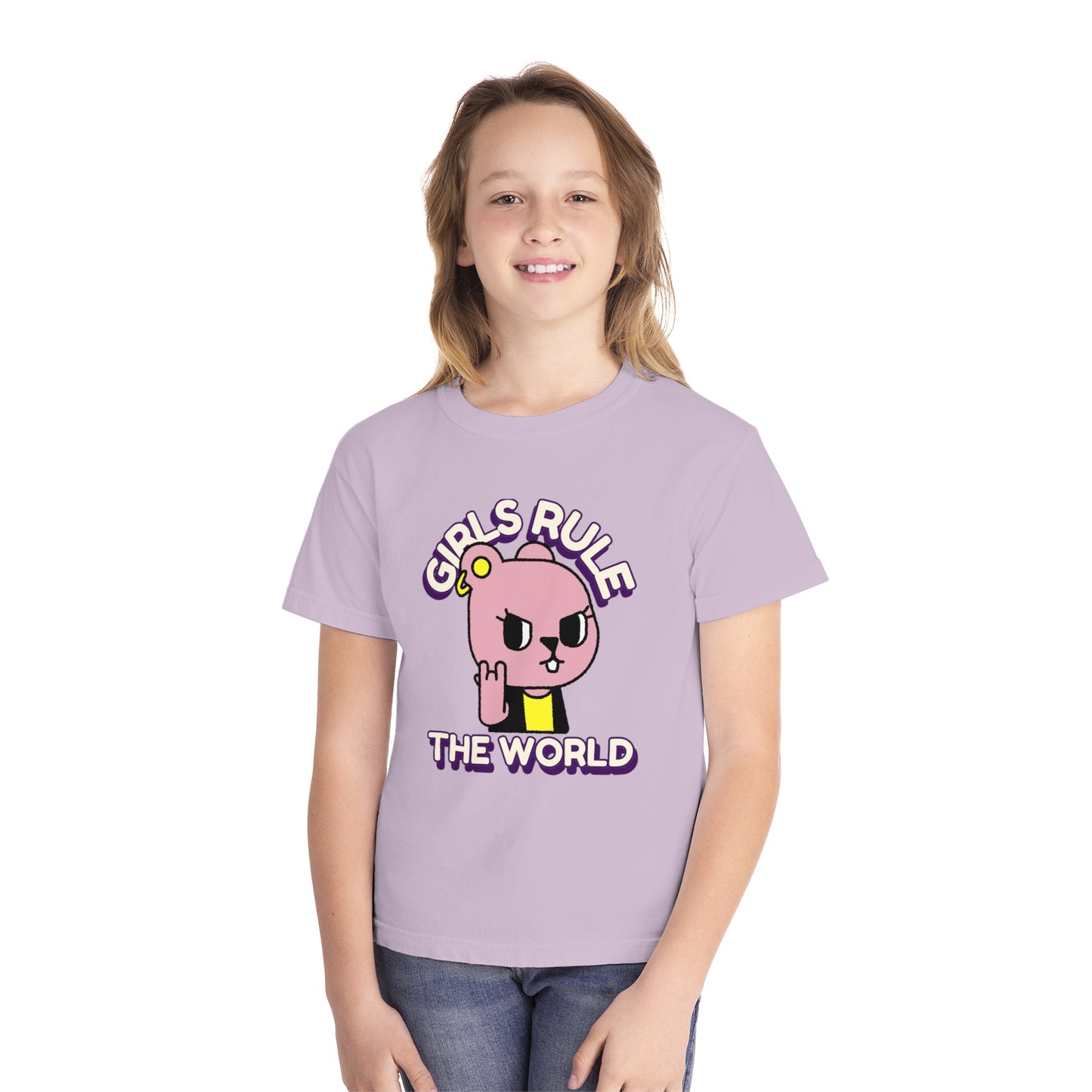 Girls Rule the World | Youth Midweight Tee | Rebel Cat
