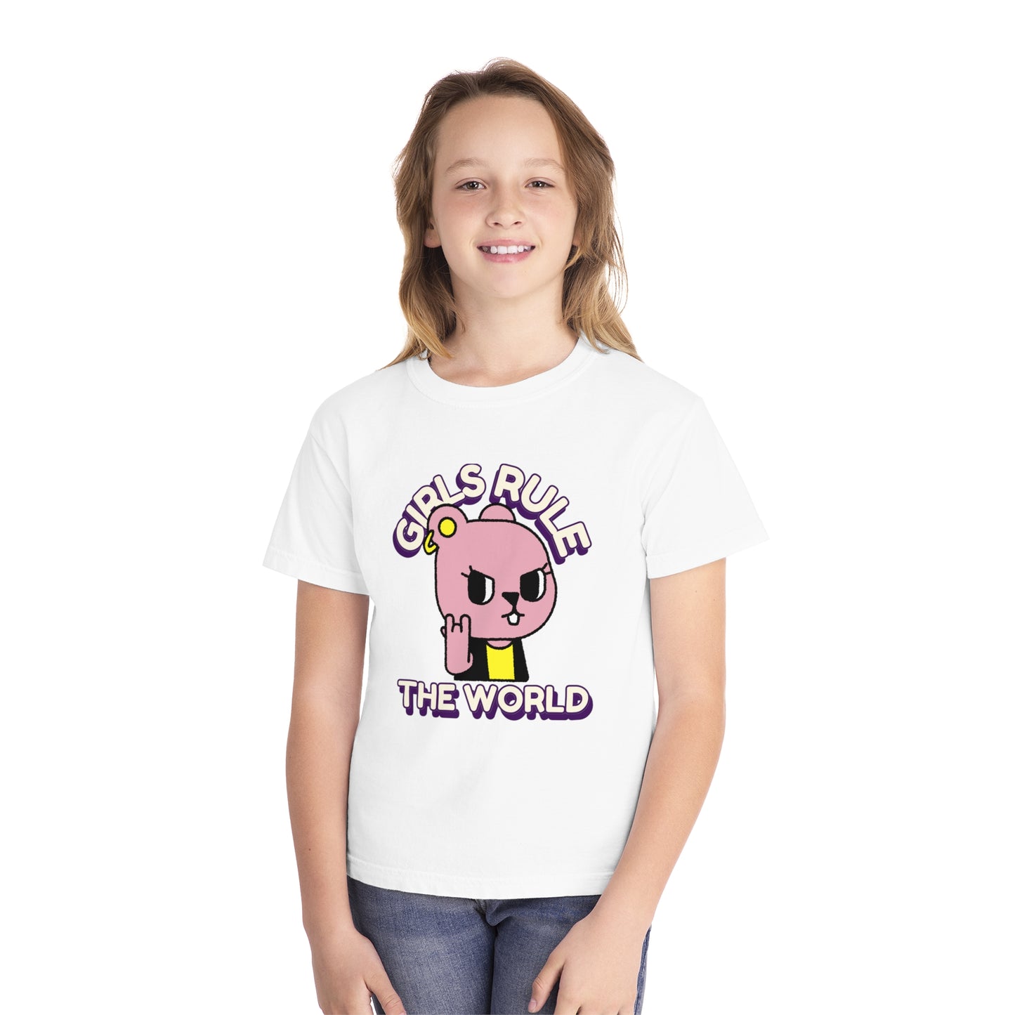 Girls Rule the World | Youth Midweight Tee | Rebel Cat