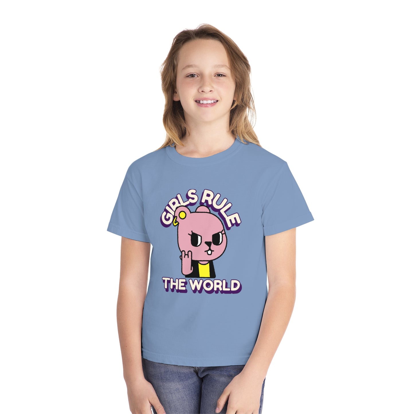 Girls Rule the World | Youth Midweight Tee | Rebel Cat
